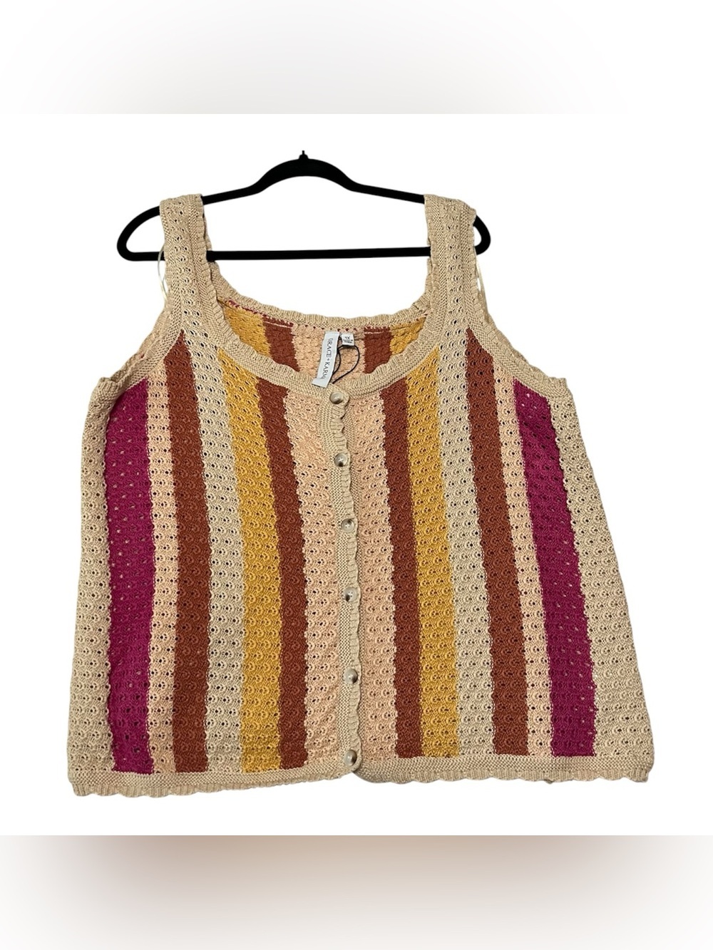 Grace + Karma NWT Boho Crochet Knit Tank 1X Festival Hippie Retro 70’s Vibe - Picture 1 of 6
